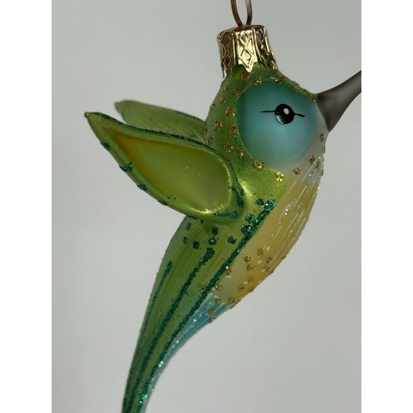 BEAUTIFUL Anthropologie Hand Blown Glass Hummingbird Ornament • Poland • Glitter - Picture 2 of 11